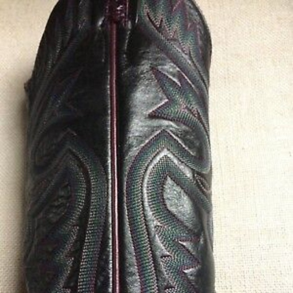 Cowboy Boots Snakeskin Purple Leather Western Heel - Picture 5 of 10